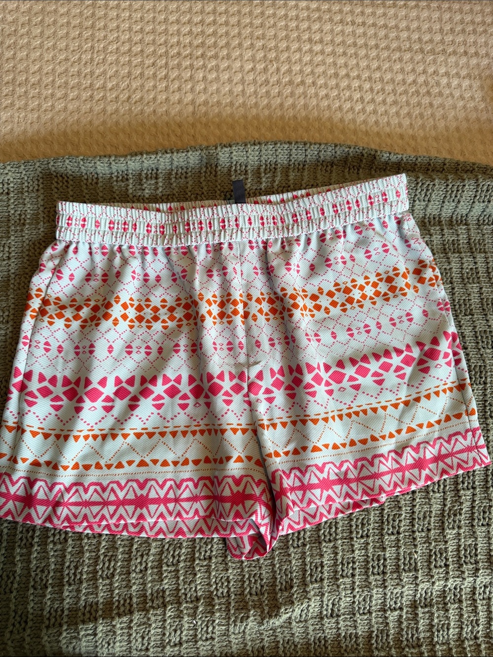 BCBGMaxAzria Pink and Orange Patterned Athletic Shorts